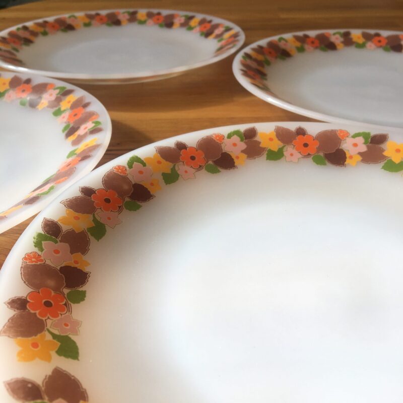Vintage Jena glas borden bloemenmotief
