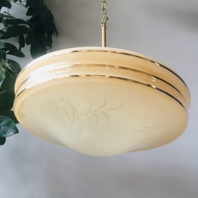 Vintage glazen hanglamp gold leaf