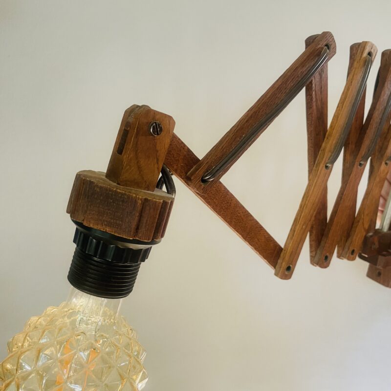 Vintage schaarlamp hout