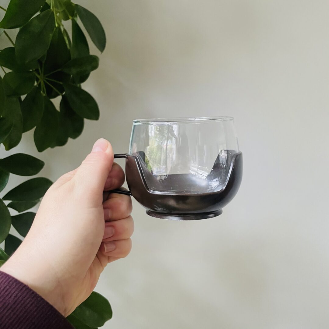 Vintage theeglazen met kunststof houder - Afbeelding 3