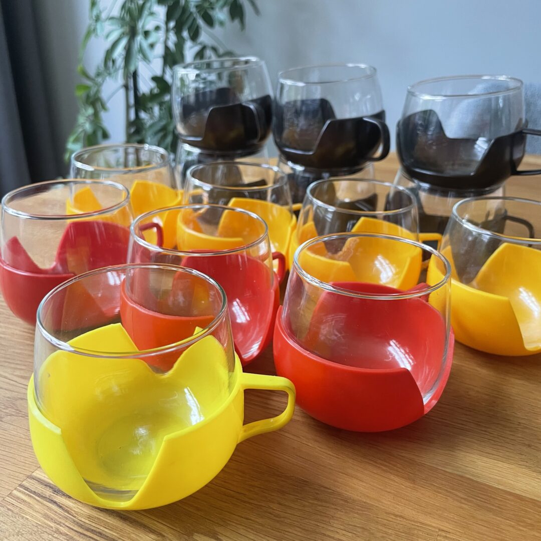 Vintage theeglazen met kunststof houder - Afbeelding 4