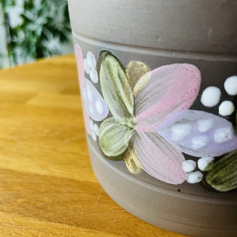 Vintage bloempot - Keramiek - bloemenprint - 11 cm