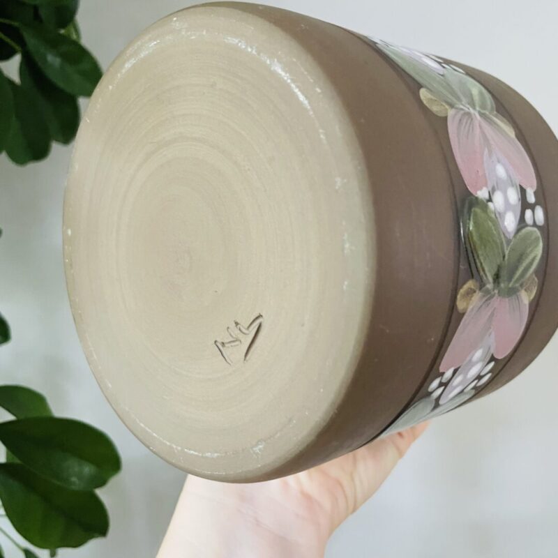 Vintage bloempot - Keramiek - bloemenprint - 11 cm