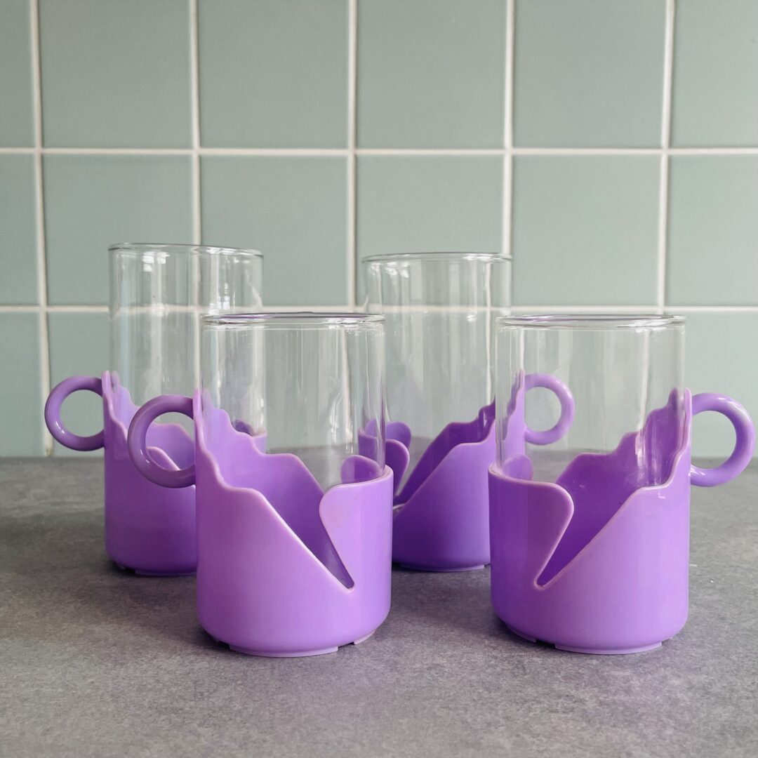 Vintage theeglazen - set van 4 - Lila