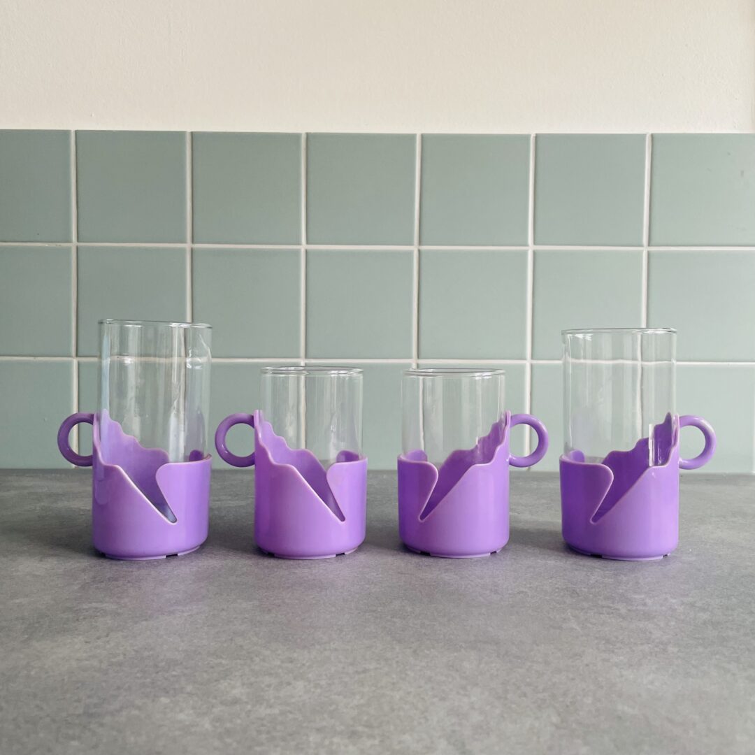 Vintage theeglazen - set van 4 - Lila - Afbeelding 2